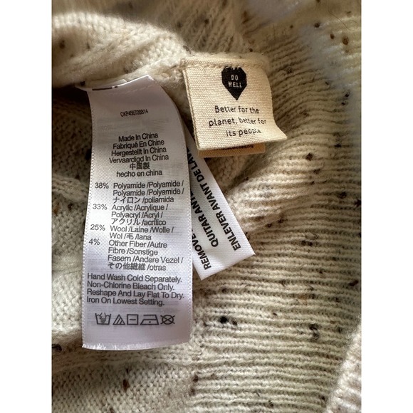 Madewell Speckled Ribbed Henley Sweater Knit Top Cream Brown Size Small - Picture 4 of 4